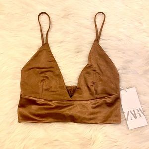 Satin Crop top/Bralette - Bronze